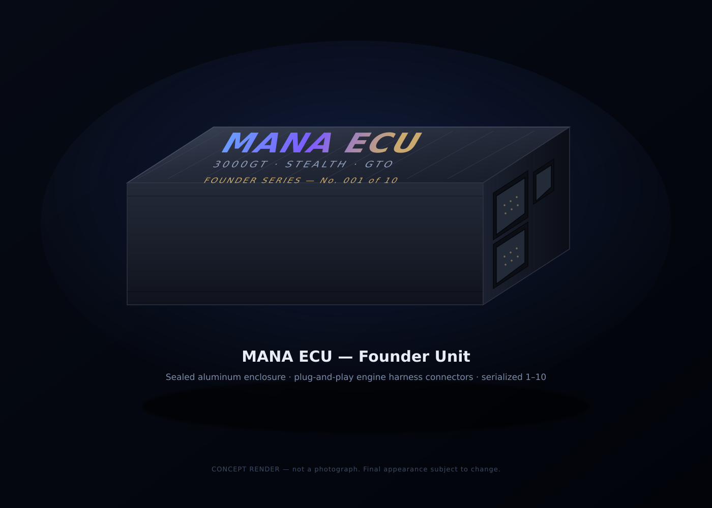 MANA ECU — sealed enclosure with plug-and-play engine harness connectors